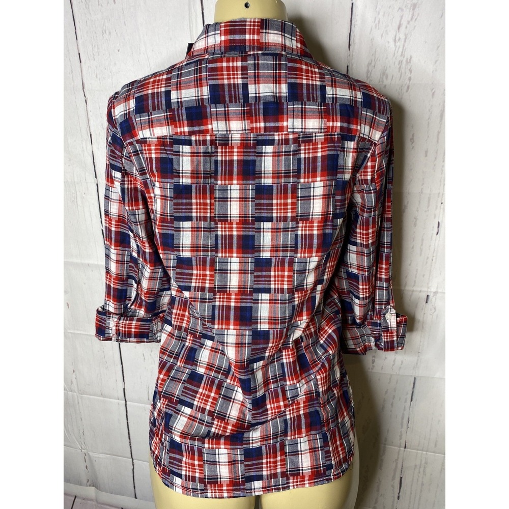 Tommy Hilfiger Shirt Women XS Heritage Top Patchwork L/S Button Front Flag NWT - Picture 7 of 9